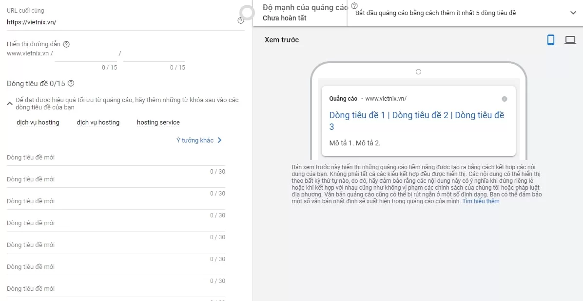 viết quảng cáo tìm kiếm  